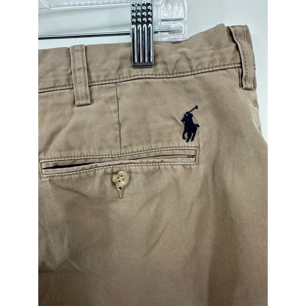 Polo Ralph Lauren Mens Tan Khaki Chino Shorts Size 40 Cotton Classic Fit Pony